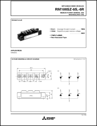 RM100SZ-6S datasheet: 100A - transistor module for medium power general use, non-insulated type RM100SZ-6S