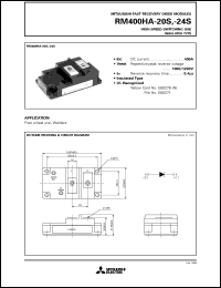 RM400HA-20S datasheet: 400A - transistor module for high speed switching use, insulated type RM400HA-20S