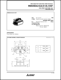 RM20CA-XXF datasheet: 20A - transistor module for high speed switching use, insulated type RM20CA-XXF