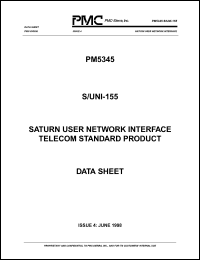 PM5345-RC datasheet: Saturn user network interface telecom standard product PM5345-RC