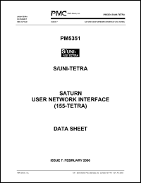 PM5351-BI datasheet: Saturn user network interface (155-TETRA) PM5351-BI