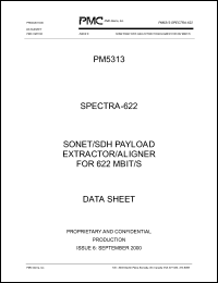 PM5313-BI datasheet: Sonet/SDH payload extractor/aligner for 622 Mbit/s PM5313-BI