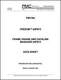 PM7384-BI datasheet: Frame engine and datalink manager 84P672 PM7384-BI