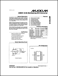 MX7575KEQP datasheet: CMOS, microprocessor-compatible, fast conversion time 5 microsec, 8-bit ADC. INL +-1/2 LSB. MX7575KEQP