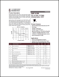 SHF-0186 datasheet: DC-12 GHz, 0.5 watt AlGaAs/GaAs HFET SHF-0186