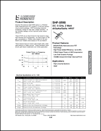 SHF-0589 datasheet: DC-8 GHz, 2 watt AIGaAs/GaAs HFET SHF-0589