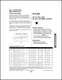 SLN-386 datasheet: DC-2.5 GHz, 50 ohm LNA MMIC amplifier SLN-386