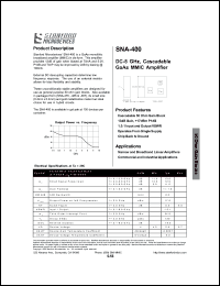 SNA-400 datasheet: DC-8 GHz, cascadable GaAs MMIC amplifier. Cascadable 50 ohm gain block. SNA-400