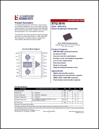 STQ-3016 datasheet: 2500-4000 MHz direct quadrature modulator. STQ-3016