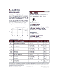 SGA-5386 datasheet: DC-3200 MHz, silicon germanium  HBT cascadeable gain block. High output intercept: +31 dBm typ at 850 MHz SGA-5386