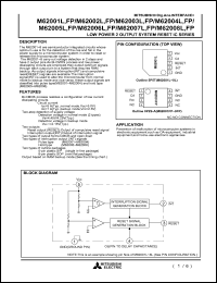 M62001LFP datasheet: Low power 2 output system reset IC M62001LFP
