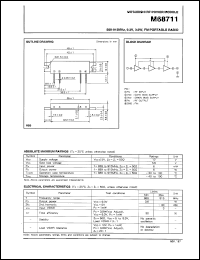 M68711 datasheet: RF power module for 889-915MHz, 9.3V, 3.8W FM portable radio M68711