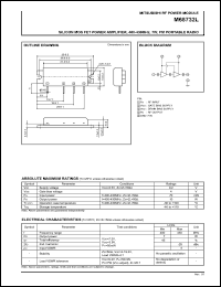 M68732L datasheet: RF power module for 400-430MHz, 7W FM portable radio M68732L
