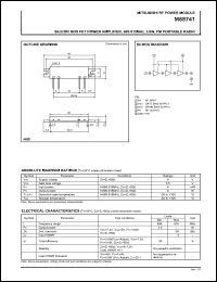 M68741 datasheet: RF power module for 889-915MHz, 3.8W FM portable radio M68741