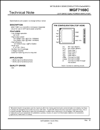 MGF7168C datasheet: UHF band GaAs power amplifier MGF7168C