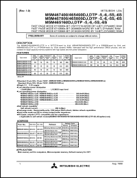 M5M465800DTP-5S datasheet: Fast page mode 67108864-bit dynamic RAM M5M465800DTP-5S