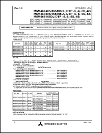 M5M465405DJ-5S datasheet: EDO mode 67108864-bit (16777216-word by 4-bit) dynamic RAM M5M465405DJ-5S