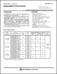 M5M5408BFP-70H datasheet: 4194304-bit (524288-word by 8-bit) CMOS static RAM M5M5408BFP-70H