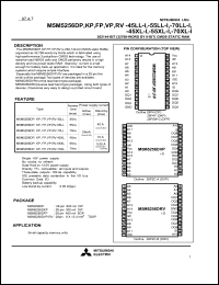 M5M5256DP-55LL-I datasheet: 262144-bit (32768-word by 8-bit) CMOS static RAM M5M5256DP-55LL-I