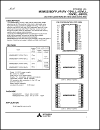 M5M5256DFP-70VLL datasheet: 262144-bit (32768-word by 8-bit) CMOS static RAM M5M5256DFP-70VLL