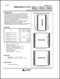 M5M5256DFP-15VLL-I datasheet: 262144-bit (32768-word by 8-bit) CMOS static RAM M5M5256DFP-15VLL-I