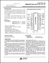 M5M54R16ATP-12 datasheet: 4194304-bit (262144-word by 16-bit) CMOS static RAM M5M54R16ATP-12