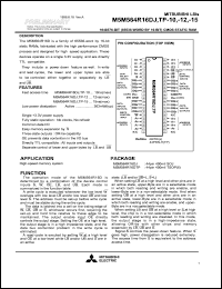 M5M564R16DJ-15 datasheet: 1048576-bit (65536-word by 16-bit) CMOS static RAM M5M564R16DJ-15