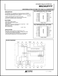 M62362P datasheet: 1280 resolution 3ch multiplying D-A converter M62362P