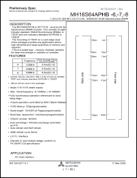 MH16S64APHB-8 datasheet: 1,073,741,824-bit (16,777,216-word by 64-bit) synchronous DRAM MH16S64APHB-8