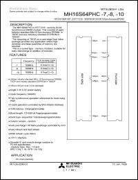 MH16S64PHC-7 datasheet: 1,073,741,824-bit (16,777,216-word by 64-bit) synchronous DRAM MH16S64PHC-7