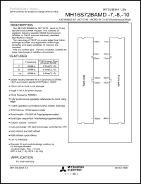 MH16S72BAMD-8 datasheet: 1,207,959,552-bit (16,777,216-word by 64-bit) synchronous DRAM MH16S72BAMD-8