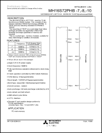 MH16S72PHB-10 datasheet: 1,207,959,552-bit (16,777,216-word by 72-bit) synchronous DRAM MH16S72PHB-10