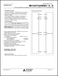 MH16V7245BWJ-5 datasheet: 1,207,959,552-bit (16,777,216-word by 72-bit) dynamic DRAM MH16V7245BWJ-5