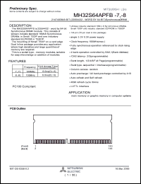 MH32S64APFB-7 datasheet: 2,147,483,648-bit (33,554,432-word by 64-bit) synchronous DRAM MH32S64APFB-7