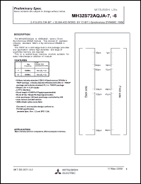 MH32S72AQJA-7 datasheet: 2,415,919,104-bit (33,554,432-word by 72-bit) synchronous DRAM MH32S72AQJA-7