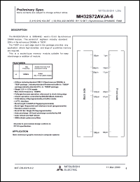 MH32S72AVJA-6 datasheet: 2,415,919,104-bit (33,554,432-word by 72-bit) synchronous DRAM MH32S72AVJA-6