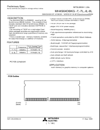 MH4S64DBKG-7L datasheet: 2,684,354,456-bit (4194304-word by 64-bit) synchronous DRAM MH4S64DBKG-7L