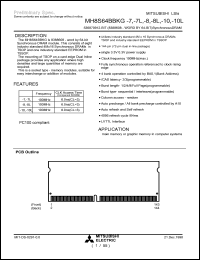 MH8S64BBKG-8L datasheet: 536870912-bit (8388608-word by 64-bit) synchronous DRAM MH8S64BBKG-8L