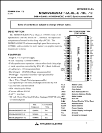 M5M4V64S20ATP-8L datasheet: 64M synchronous DRAM M5M4V64S20ATP-8L