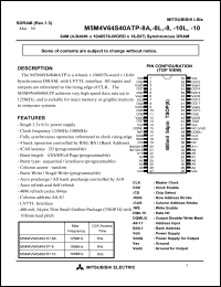 M5M4V64S40ATP-8A datasheet: 64M synchronous DRAM M5M4V64S40ATP-8A