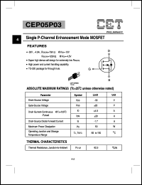 CEP05P03 datasheet: Single P-channel enhancement mode MOSFET CEP05P03