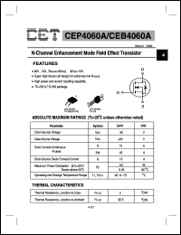 CEP4060A datasheet:  N-channel enhancement mode field effect transistor CEP4060A