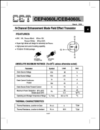 CEP4060L datasheet:  N-channel enhancement mode field effect transistor CEP4060L