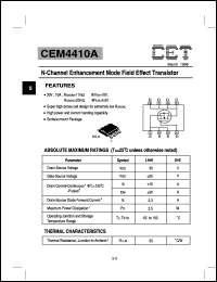 CEM4410A datasheet:  N-channel enhancement mode field effect transistor CEM4410A