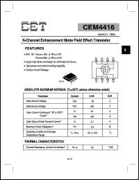 CEM4416 datasheet:  N-channel enhancement mode field effect transistor CEM4416