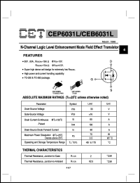 CEP6031L datasheet: N-channel logic level enhancement mode field effect transistor CEP6031L