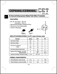 CEP6060L datasheet: N-channel logic level enhancement mode field effect transistor CEP6060L