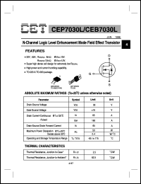 CEP7030L datasheet: N-channel logic level enhancement mode field effect transistor CEP7030L