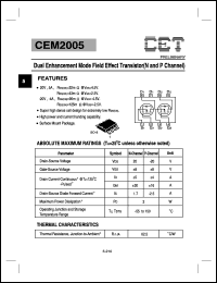 CEM2005 datasheet: Dual enhancement mode field effect transistor CEM2005