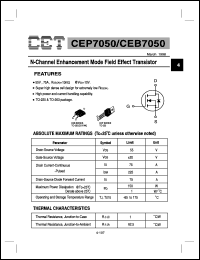 CEB7050 datasheet: N-channel logic level enhancement mode field effect transistor CEB7050